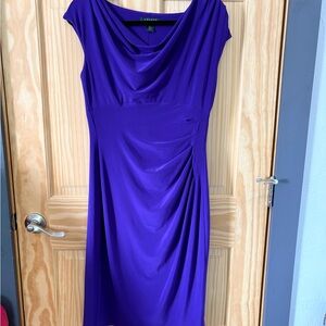 Lauren Ralph Lauren Royal Purple Cowl-Neck Midi Dress